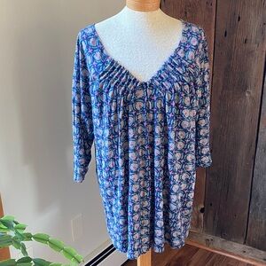 Lucky brand 2x women’s floral v neck 3/4 sleeve t shirt